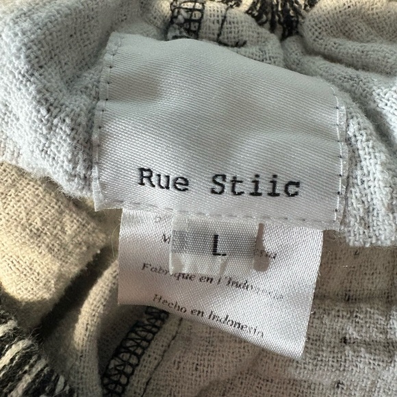 Anthropologie Rue Stiic crop wide leg pants black white stripe womens size large - Picture 3 of 4